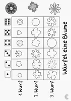 Vorschau - Mal- und Bastelvorlagen - Würfelspiel Blume - mit Würfelvorlage - Seite 1