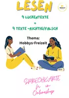 Vorschau - Unterrichtsreihen - A1 LESEVERSTEHEN TESTS: Freizeit: 8 Texte - Lücken R/F - Deckblatt