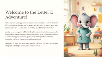 Vista previa - Presentaciones - Welcome to the Letter E Adventure - Portada