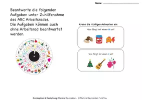 Vorschau - Arbeitsblätter - Anlaute - Arbeitsblätter zu den ABC Rädern - Freebie - Seite 1