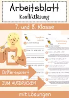 Vorschau - Arbeitsblätter - Konfliktlösung Arbeitsblatt 7. & 8. Klasse Mediation AB mit Lösungen - Deckblatt