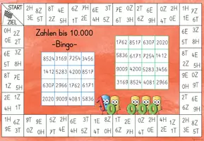 Vorschau - Spiele - Würfelspiel Bingo zur Orientierung im Zahlenraum 10 000 - Seite 1