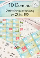 Vorschau - Stationenlernen - Zahlenraum bis 100, 10x Domino Darstellungsvernetzung, Zahlvorstellung, Zahlenraumerweiterung bis 100 - Deckblatt