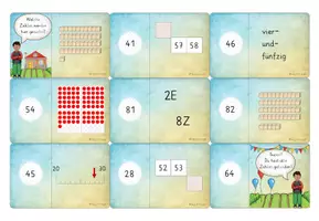 Vorschau - Stationenlernen - Zahlenraum bis 100, 10x Domino Darstellungsvernetzung, Zahlvorstellung, Zahlenraumerweiterung bis 100 - Seite 3