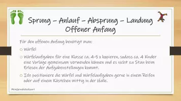 Vorschau - Unterrichtsreihen - Sprung - STATIONSKARTEN Anlauf-, Absprung und Landungsschulung: Auf dem Weg zur Hockwende & Hocke - Seite 1