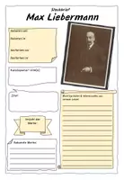 Vorschau - Arbeitsblätter - Max Liebermann - Künstlersteckbrief // Recherchearbeit - Deckblatt