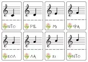 Προεπισκόπηση - Flashcards - Κάρτες με μουσικές νότες - Σελίδα 1