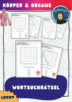 Vorschau - Arbeitsblätter - Körper und Organe: leichte Wortsuchrätsel für Grundschüler - Deckblatt