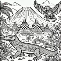 anteprima - Materiale per pittura e bricolage - Animali Nazionali dell'Asia Disegni da colorare (50 illustrazioni da colorare) - Pagina 2