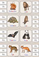 Vorschau - Arbeitsblätter - Heimische Tiere und Zootiere: Klammerkarten mit ABs - Seite 1
