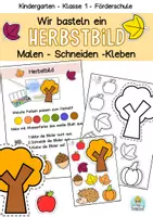 Vorschau - Arbeitsblätter - Herbst Kunst, einfaches Bild basteln mit Kindern, Vorschule, Klassen 1, Förderschule - Deckblatt