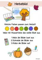 Vorschau - Arbeitsblätter - Herbst Kunst, einfaches Bild basteln mit Kindern, Vorschule, Klassen 1, Förderschule - Seite 1
