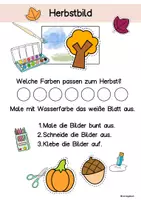 Vorschau - Arbeitsblätter - Herbst Kunst, einfaches Bild basteln mit Kindern, Vorschule, Klassen 1, Förderschule - Seite 2