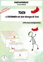 Vorschau - Stationenlernen - TUCH (Kleingeräte) in der Grundschule - Stationskarten (Sportunterricht) - Deckblatt