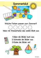 Vorschau - Arbeitsblätter - Einfache Bilder basteln Sommer, Vorschule, Klasse 1, Förderschule, Schneideübung - Seite 2