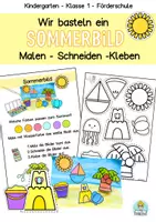 Vorschau - Arbeitsblätter - Einfache Bilder basteln Sommer, Vorschule, Klasse 1, Förderschule, Schneideübung - Deckblatt
