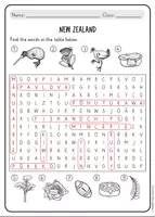 anteprima - Materiale di supporto/inclusione - New Zealand word search (English) / Ricerca di parole sulla Nuova Zelanda (inglese) - Pagina 2