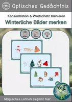 Vorschau - Fördermaterial/Inklusion - Optisches Gedächtnis, Konzentration, Wortschatz: Winter-Bilder merken - Deckblatt