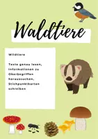 Vorschau - Arbeitsblätter - Waldtiere Stichpunktkarten schreiben ( Vorbereitung zum Vortrag) - Deckblatt