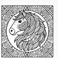 anteprima - Materiale per pittura e bricolage - Cavalli Mandala Disegni da colorare (50 illustrazioni da colorare) - Pagina 1