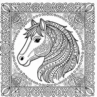 anteprima - Materiale per pittura e bricolage - Cavalli Mandala Disegni da colorare (50 illustrazioni da colorare) - Pagina 3