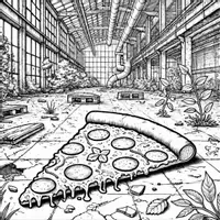 anteprima - Materiale per pittura e bricolage - Pizza in Luoghi Abbandonati Disegni da Colorare (50 illustrazioni) - Pagina 1