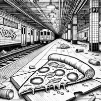 anteprima - Materiale per pittura e bricolage - Pizza in Luoghi Abbandonati Disegni da Colorare (50 illustrazioni) - Pagina 2