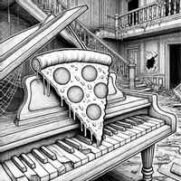 anteprima - Materiale per pittura e bricolage - Pizza in Luoghi Abbandonati Disegni da Colorare (50 illustrazioni) - Pagina 3