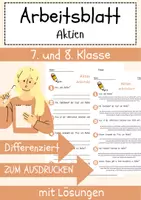 Vorschau - Arbeitsblätter - Aktien Arbeitsblatt (1) 7. & 8. Klasse Wertpapiere AB mit Lösungen - Deckblatt