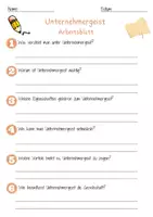 Vorschau - Arbeitsblätter - Unternehmergeist Arbeitsblatt 7. & 8. Klasse Selbstständigkeit AB mit Lösungen - Seite 1