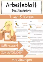 Vorschau - Arbeitsblätter - Textilindustrie Arbeitsblatt (1) 7. & 8. Klasse Modeindustrie AB mit Lösungen - Deckblatt