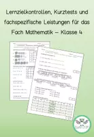 Vorschau - Arbeitsblätter - Lernzielkontrollen, Tests, fachspezifische Leistungen_Mathe Jahrgang 4 - Deckblatt