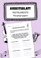 Vorschau - Arbeitsblätter - Instrumentenkunde Musikinstrumente Hauptgruppen AB - Deckblatt