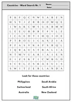 Vorschau - Arbeitsblätter - Englisch: Wortsuchrätsel Länder Freebie - Seite 2