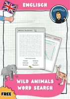 Vorschau - Arbeitsblätter - Englisch: Wortsuchrätsel WIldtiere Freebie - Deckblatt