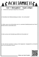 Vorschau - Arbeitsblätter - Philosophie: Achtsamkeit erklärt / Video / Oberstufe - Deckblatt