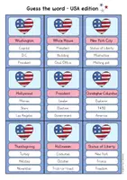 Προεπισκόπηση - Flashcards - USA guess the word; vocabulary game (English) / ΗΠΑ μαντέψτε τη λέξη? παιχνίδι λεξιλογίου (Αγγλικά) - Σελίδα 1