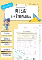 Vorschau - Arbeitsblätter - SATZ DES PYTHAGORAS - Berechnung der Hypotenuse - Deckblatt