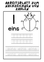 Vorschau - Mal- und Bastelvorlagen - Arbeitsblatt zum Nachzeichnen von Zahlen - Seite 1