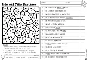Vorschau - Arbeitsblätter - Malen nach Zahlen "Wortarten - Nomen, Verben, Adjektive" I Kl. 3+4 - Seite 3