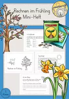 Vorschau - Stationenlernen - Mini-Heft Frühling Sachrechnen Klasse 3 - Deckblatt