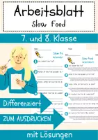 Vorschau - Arbeitsblätter - Slow Food Arbeitsblatt 7. & 8. Klasse Bewusste Ernährung AB mit Lösungen - Deckblatt