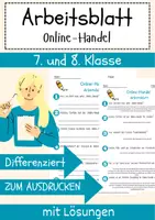 Vorschau - Arbeitsblätter - Online-Handel Arbeitsblatt 7. & 8. Klasse E-Commerce AB mit Lösungen - Deckblatt
