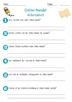 Vorschau - Arbeitsblätter - Online-Handel Arbeitsblatt 7. & 8. Klasse E-Commerce AB mit Lösungen - Seite 1