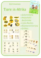 Vorschau - Fördermaterial/Inklusion - Klettmappen: Afrika (Links-Rechts/Anlaut/Buchstabe/Schatten/Größe/Raumlage) - Deckblatt