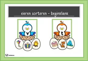 Voorbeeld - Eieren sorteren - beginklank (Lente) - Pagina 1