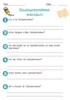 Vorschau - Arbeitsblätter - Staatsunternehmen Arbeitsblatt 7. & 8. Klasse Öffentliche Unternehmen AB mit Lösungen - Seite 1