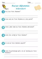 Vorschau - Arbeitsblätter - Pariser Abkommen Arbeitsblatt 7. & 8. Klasse Umweltabkommen AB mit Lösungen - Seite 1
