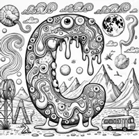 förhandsvisning - ABC Målarbok (Surrealistiska Målarbilder) - sida 3