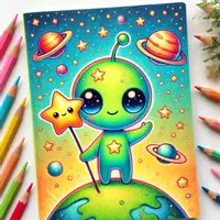 förhandsvisning - Alien Målarbok (50 Målarbilder) - försättsblad